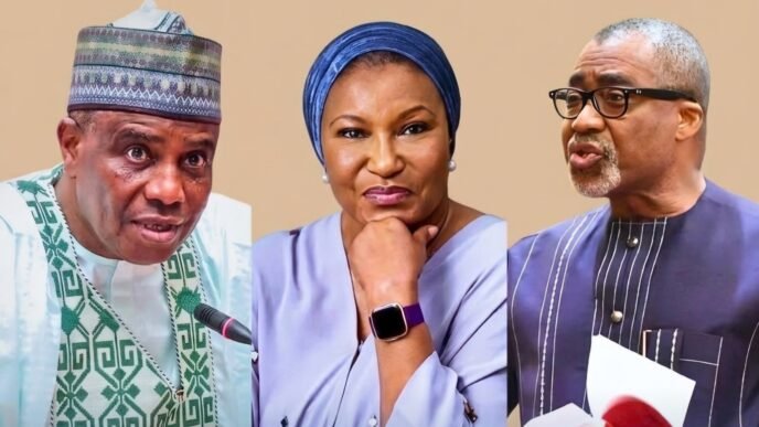 Senate President Godswill Akpabio presiding over the Nigerian Senate during the announcement of ADC defections.