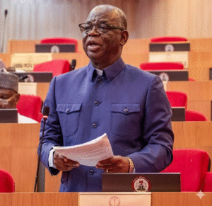 Senator Emmanuel Udende presenting a motion on the floor of the Nigerian Senate regarding killings in Kwande, Benue State