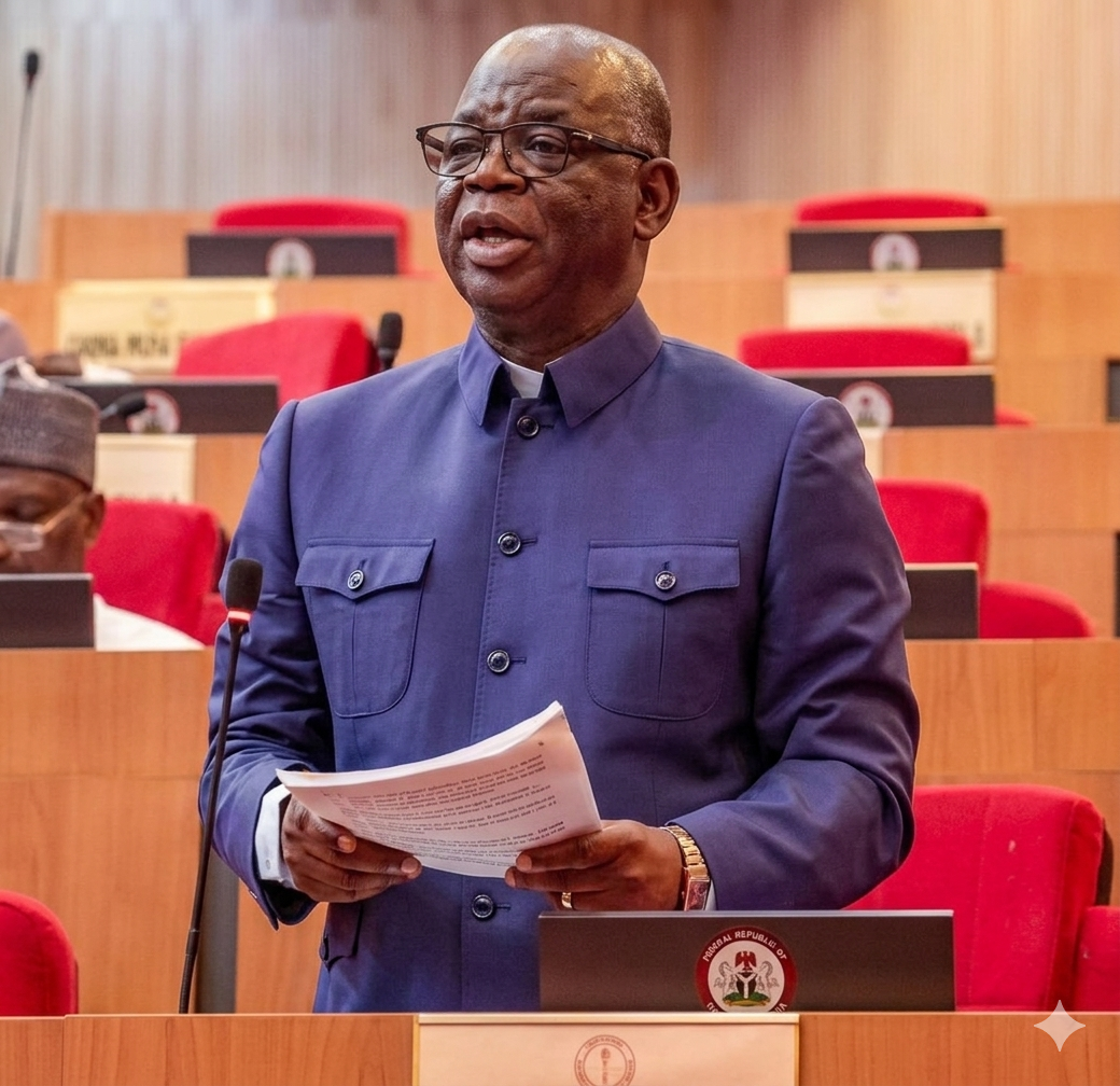 Senator Emmanuel Udende presenting a motion on the floor of the Nigerian Senate regarding killings in Kwande, Benue State