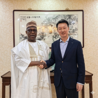 Ambassador Bello meeting with Chinese Ambassador Yu Dunhai to discuss Nigeria-China bilateral relations
